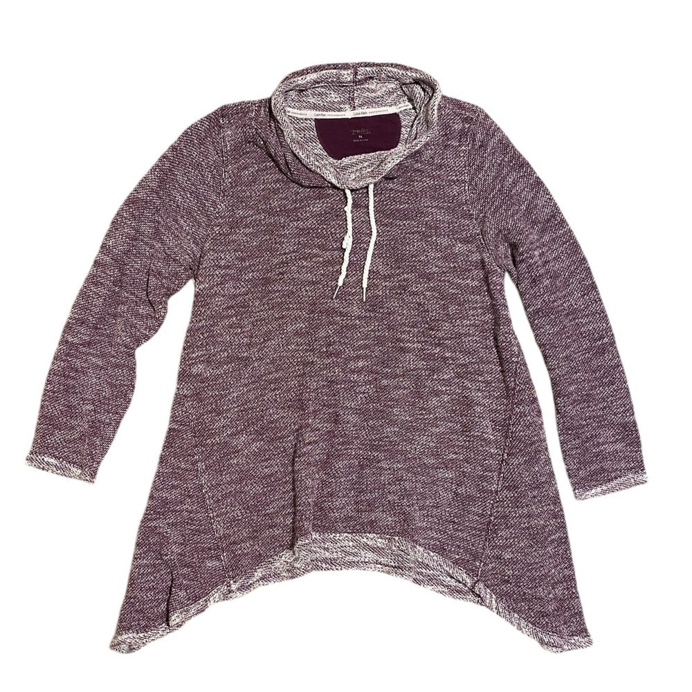 Calvin Klein Performance deep reddish-purple cowl neck shark bite hem sweatshirt